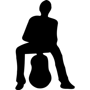 Silhouette of man and guitar