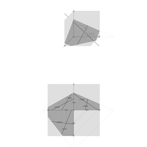 plane through two lines with intersection point, -- Ebene zweier kreuzender Geraden