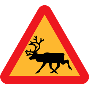 Warning Reindeer Roadsign