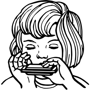 Girl playing harmonica