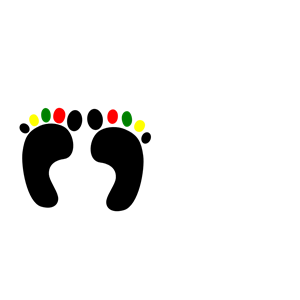 Footprints With Multi Colored Toes