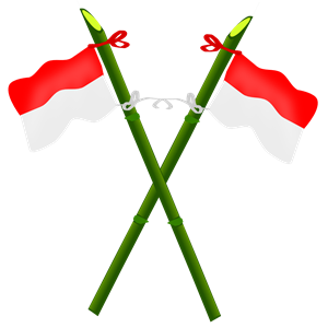 Bamboo and Indonesian flag-2