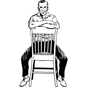 Man straddling a chair