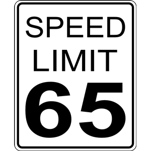 CA speed limit 65 roadsign