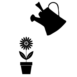 Potted Flower And Watering Can