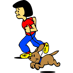 Dog Running with Girl