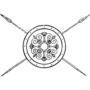 Grecian shield and spears