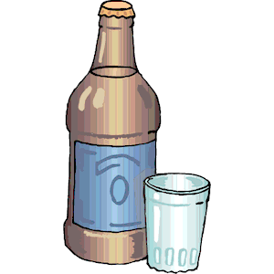 Liqueur Bottle & Glass