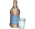 Liqueur Bottle & Glass