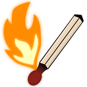 Burning matchstick in color