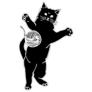 Cat Playing With Ball Of Yarn Silhouette