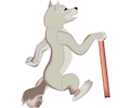 Wolf with Stick