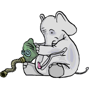 Elephant with Gas Mask