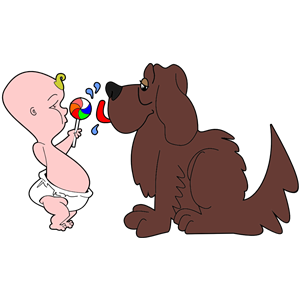 Dog Licking Babys Lollipop