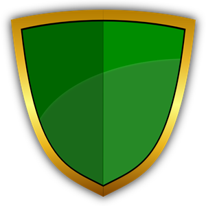 Green shield with golden frame