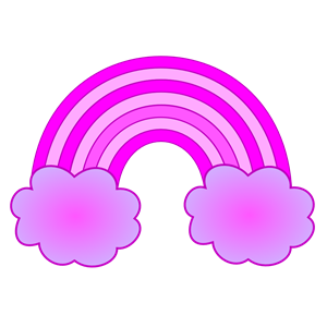 Purple And Pink Rainbow With 2 Clouds