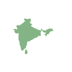Map of India and Sri Lanka in Cylindrical Equal Area Projection