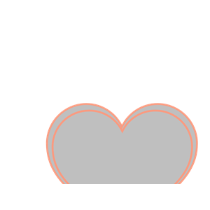 Double Outline Heart Peach With Grey