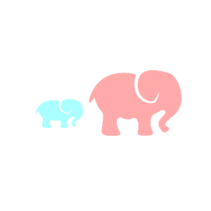 Elephant Mom & Baby/Pink And Blue
