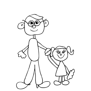 father daughter line art ArtFavor Dad holding daughters hand