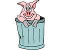 Pig in Trash Can
