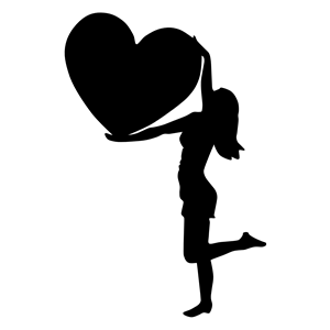 Woman With Big Heart Silhouette