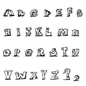 Hand Drawn Blocky Alphabet in Caps