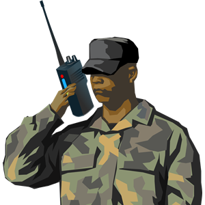 Soldier With Walkie Talkie Radio