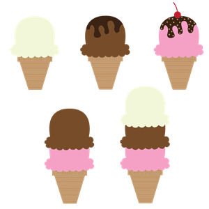 Various Flavors Ice Cream Cones