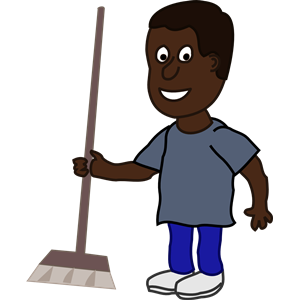 African Man with Broom