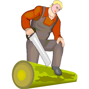 Farmer Cutting Wood