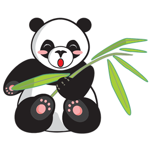 Cartoon Panda And Bamboo
