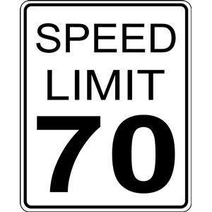 CA speed limit 70 roadsign