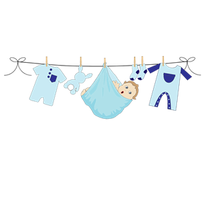Baby Boy Hanging On A Clothesline