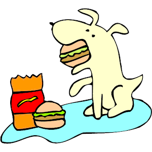 Dog Eating Burger