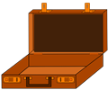 Open briefcase in brown