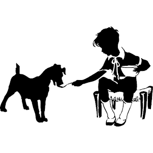 Boy Feeding Dog