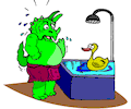 Dinosaur Taking a Bath 1