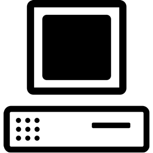 B&W cartoon computer (base + monitor)
