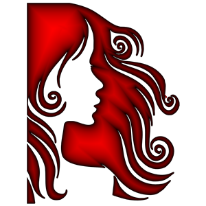 Female Hair Profile Silhouette Crimson