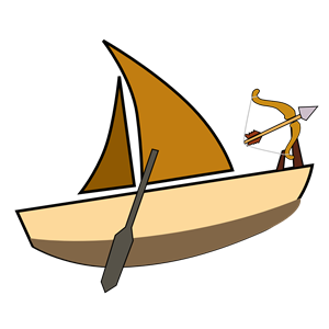 Boat Sailing with Arrow Attached