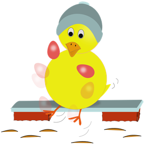 Easter Chick Kicking Eggs