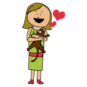 Cartoon Girl Hugging Cat