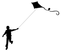 Boy Flying Kite Minus Ground Silhouette