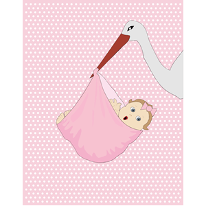 Baby Girl And Stork