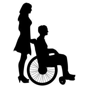 Woman Pushing Man In Wheelchair Silhouette