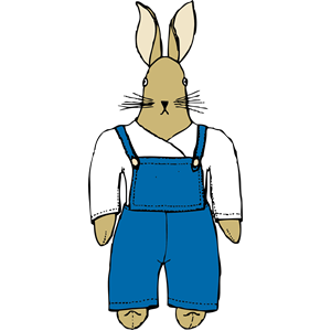bunny in overalls front view