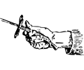 position of hand on foil