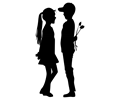 Boy Giving Flowers To Girl Silhouette