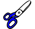 Scissors with blue handles